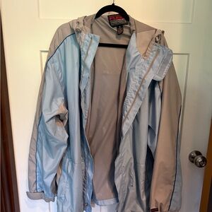 FUBU Men's Blue and Gray Raincoat